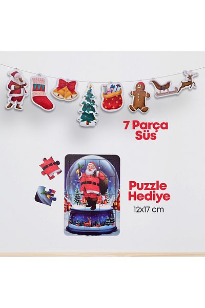 Zikrifikir Christmas Ornament Wooden 7 Pieces and Puzzle