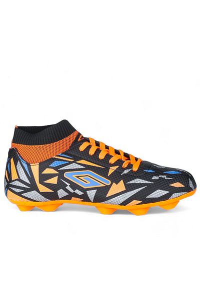 Dugana Football Cleats - Socks, Tooths and Laces, Astroturf Field Shoes, Black Orange
