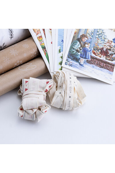 Bimotif Σετ 30 τεμαχίων Πρωτοχρονιάτικο Στολίδι και Δώρο - Καρτ ποστάλ, Χαρτί πακέτου, Αυτοκόλλητα και Βαμβακερές κορδέλες