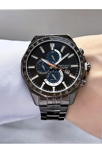 Ferrucci Men's Functions Active Steel Band Wrist Watch