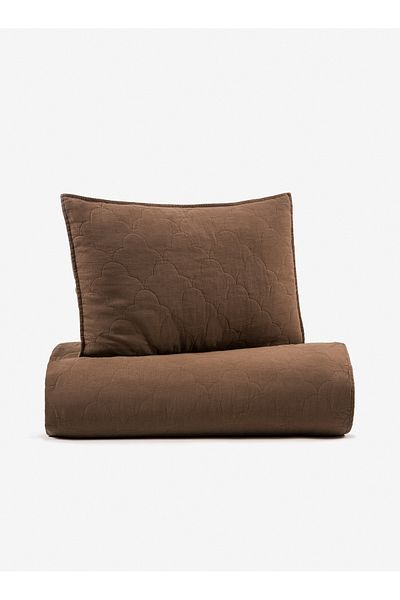 Barine Serenity Linen Quilted Bedspread Set Brown 240X260