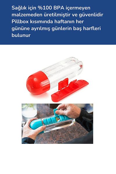 Trade Bazaar Practical Medicine Box Water Flask Leak Proof Non-Spill Bottle,Water Bottle with Tank Functional Easy Portable