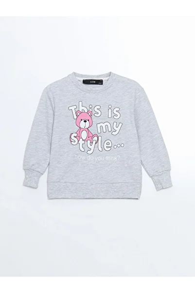 LC Waikiki Crew Neck Printed Baby Girl Sweatshirt
