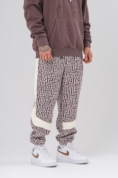 go gang own Maze Leather Detailed Special Woven Jogger Trousers