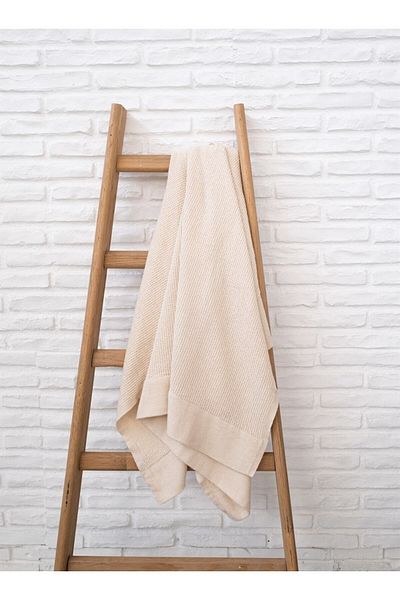 Barine Beige Wool Sofa Shawl - 130X170