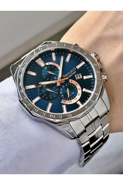 Ferrucci Men's Functions Active Steel Band Wrist Watch