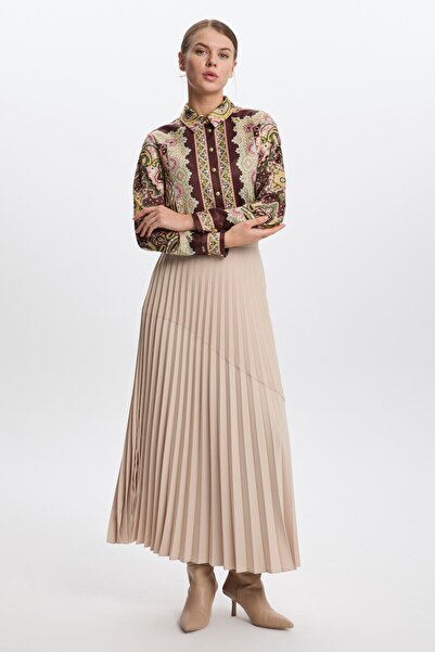 Zühre Ethnic Patterned Coffee Shirt G-0099