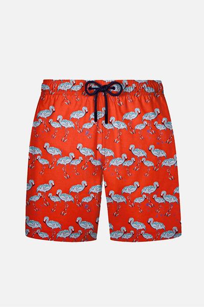 AYYILDIZ 845 Men's Orange Flamingo Patterned Swim Shorts
