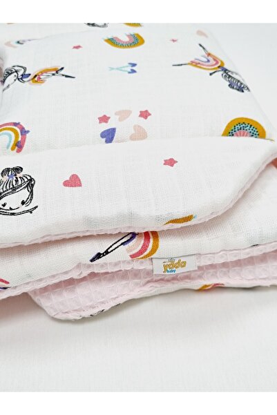 Yada Baby Çift Kat Waffle Müslin Pike Puset Örtüsü Seti Organik Pamuklu Kumaş