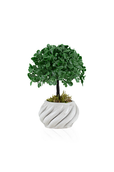 Çiçekmisin Kıvrımlı Beton Saksıda Yapay Yonca Çiçeği