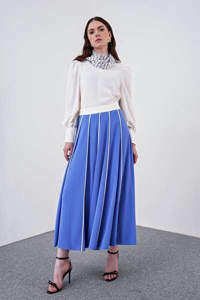 Zühre Long Lavender Striped Skirt - ETK-0146