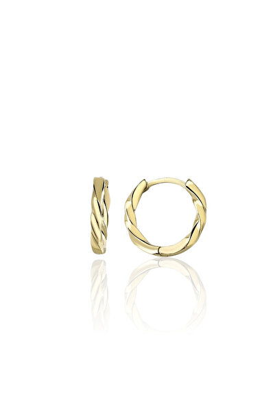 jelux silver Gümüş 925 Ayar 14 Mm Burgu Halka Model Gümüş Gold Küpe