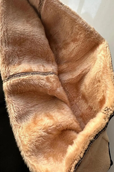 Sweet Sauna Lenjerie de pluș din lână neagră - Corset de chiloți de iarnă cu întărire termică