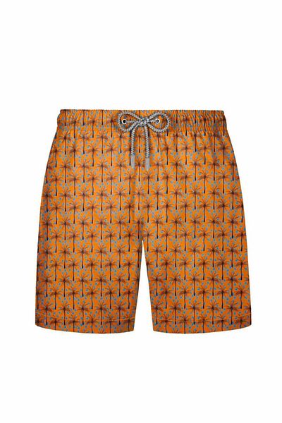 AYYILDIZ 845 Men's Mustard Palm Patterned Swim Shorts