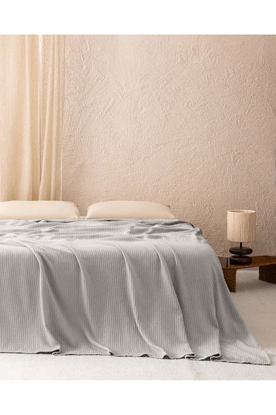 Madame Coco Madelyn Double 100% Cotton Bedspread - Light Gray
