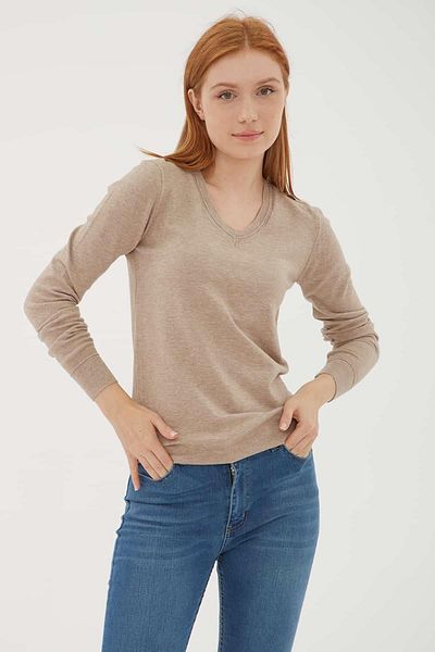 Fashion Friends V-образно деколте казахски норка меланж