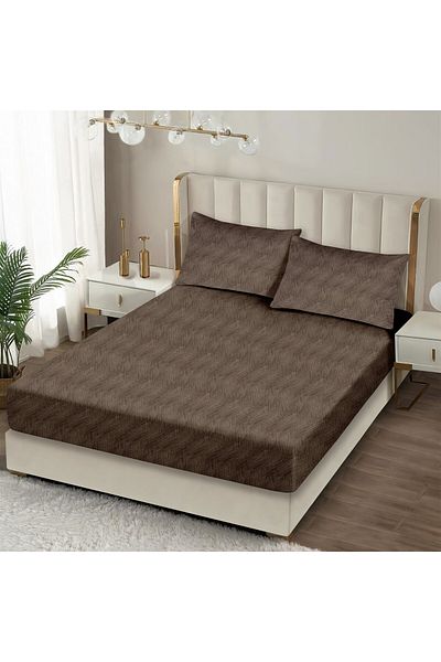 Evim طقم ملاءات مطاطية من القطن القهوة دائمًا مزدوج 160x200 + 35 سم 50x70 سم 2x كيس وسادة