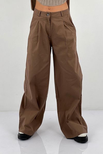 Miss Poem Women's Loose Stretchy High Waist Oversize Baggy Mink Pants