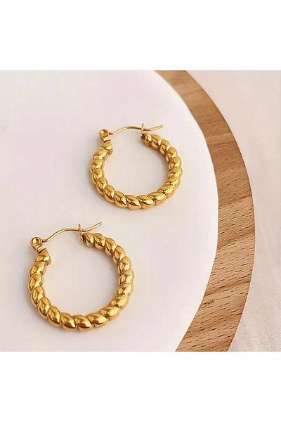 Happy Vibes Guaranteed Hypoallergenic Stainless Steel Hoop Earrings - Auger Shape