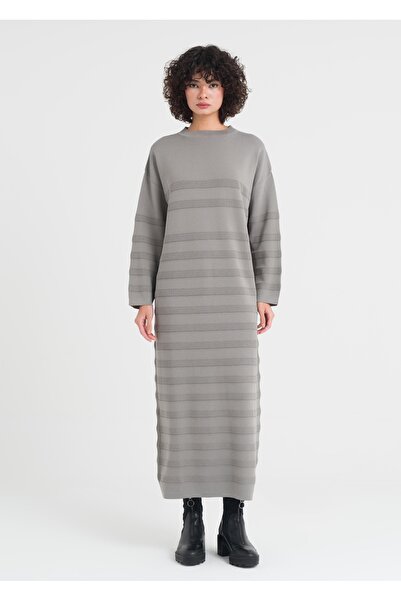 Armağan 1002 Rochie de tricotaj cu dungi