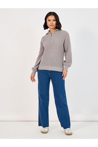 Styli Regular Fit Regular Length Half Zip Sweater