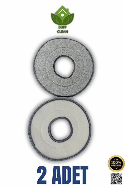 DUFF CLEAN Yuvarlak Başlıklı Kenarlık Silebilme Özellikli Mop Set Için Mikrofiber Yedek Boz Bez 2'li