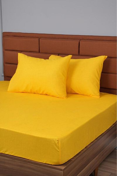 ALTINPAMUK Single Elastic Cardigan + 1 Pillow Case Gift - 100X200 Yellow