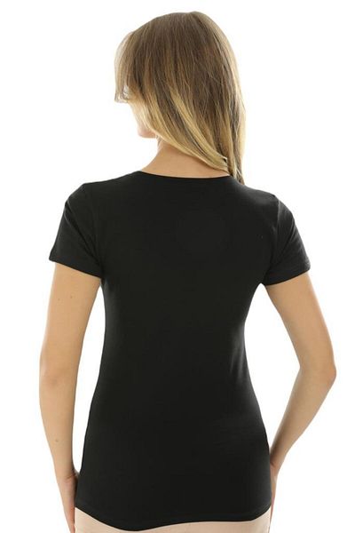 Almila Tricou de bază din bumbac cu mânecă scurtă, cu decolteu în V, 2036