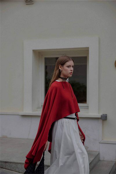 Tailors Room Red Knitwear Cape