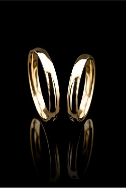 Ricco Jewellery 14 K Gold Kaplama 925 Ayar Gümüş İç Dış Bombe 4 Mm Alyans