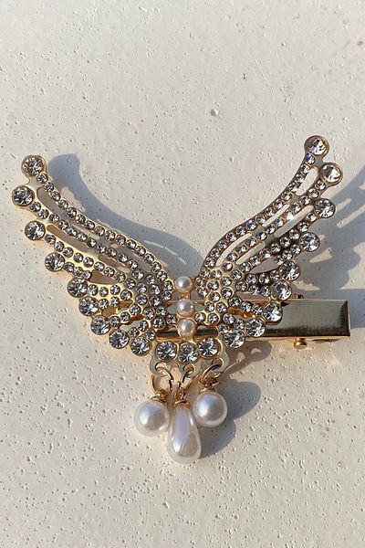 TAKIŞTIR Gold Color Butterfly Figured Pearl Detailed Side Buckle
