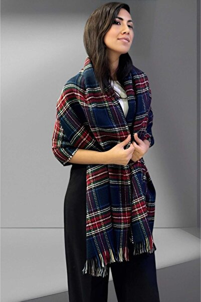 Trenderrs Жіночий двосторонній шарф з м'яким плечем і картатим візерунком (70 см x 180 см)