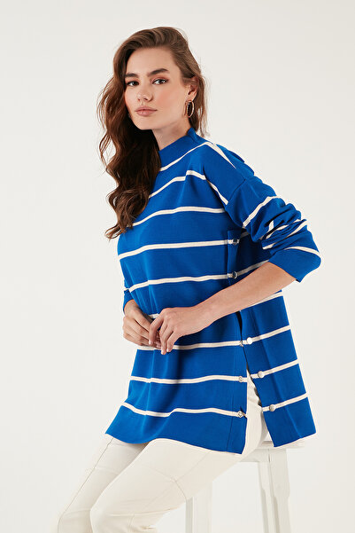 Lela Striped Stand Collar Onesize Knitwear Sweater Sweater 4615197Y