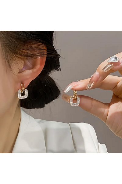 Happy Vibes Hypoallergenic Steel Women's Earrings with Guaranteed Rhinestone