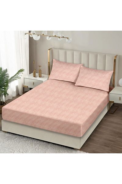 Evim طقم ملاءة جاهزة من القطن الوردي دائمًا مقاس 100 × 200 + 35 سم 50 × 70 سم 1 × كيس وسادة