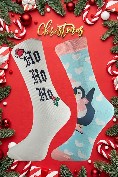 SİHİRLİ AYAKLAR Men's Christmas Socks - New Year's Gift, Size 40-46