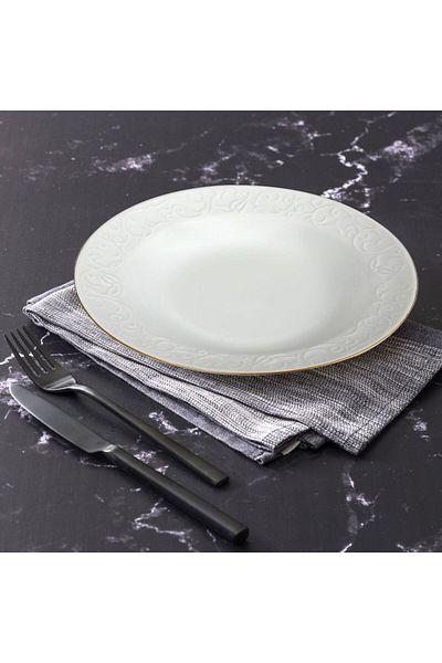 Güral Porselen 22 cm Matte Gold Pit Dinner Plate - 6 Piece Spring Branch