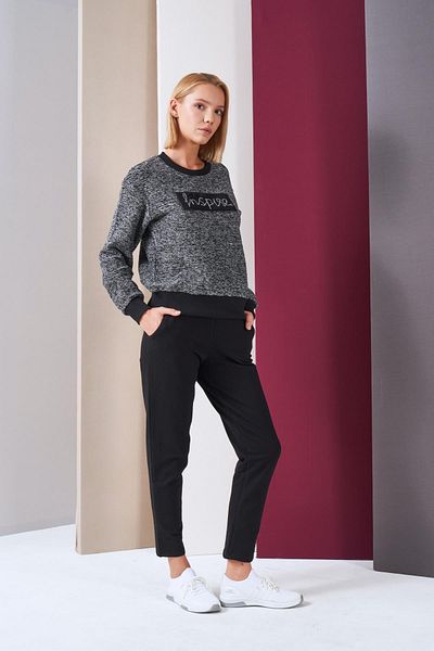 PJS Women's Boucle Sweatshirt-Pants Bottom Top Sports Set