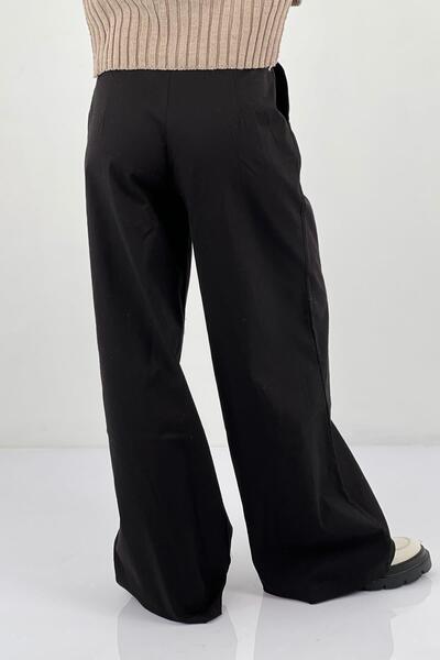 Miss Poem Women's Loose Stretchy High Waist Oversize Baggy Black Pants