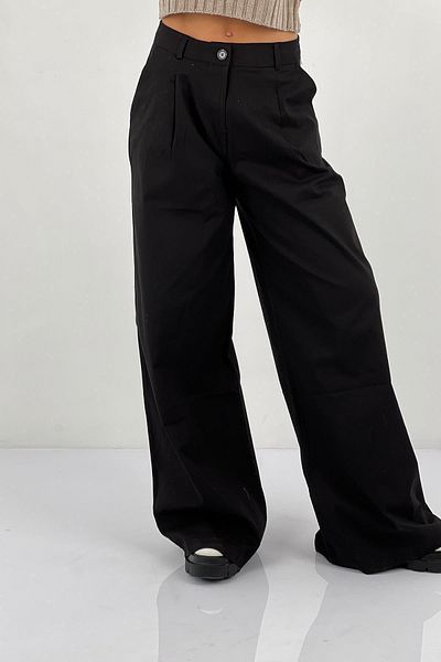 Miss Poem Women's Loose Stretchy High Waist Oversize Baggy Black Pants