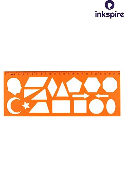 inkspire Geometric Shapes Template 1 Piece 25 cm Ataturk Square Triangle Circle Moon Star Shaped Ruler with Template