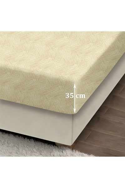 Evim طقم ملاءة جاهزة من القطن باللون البيج دائمًا مقاس مزدوج 160 × 200 + 35 سم 50 × 70 سم 2 × كيس وسادة