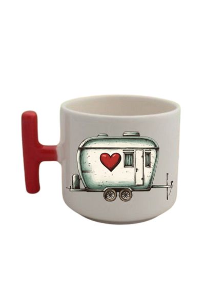lili hediyelik Hearted Caravan Printed Coffee Cup Mug Cup Birthday Gift