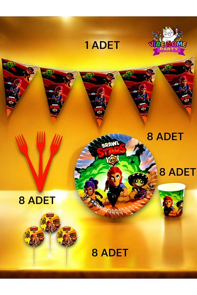 VibeHome Brawlstars Themed Eco Set for 8 - Birthday Party and Fun Events