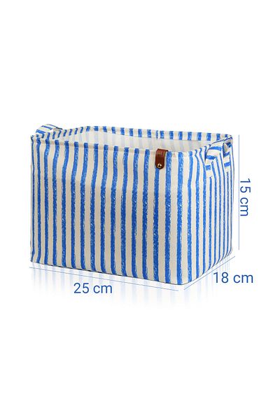 HomyJRs Organizator dreptunghiular pentru sertar dulap cu dungi albastre 25 x 15 x 18
