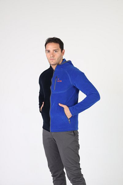 NJM SPORT WEAR Ανδρικό φλις - μαύρο, φούτερ με φερμουάρ, 3 τσέπες, φούτερ με γιακά εξωτερικού χώρου
