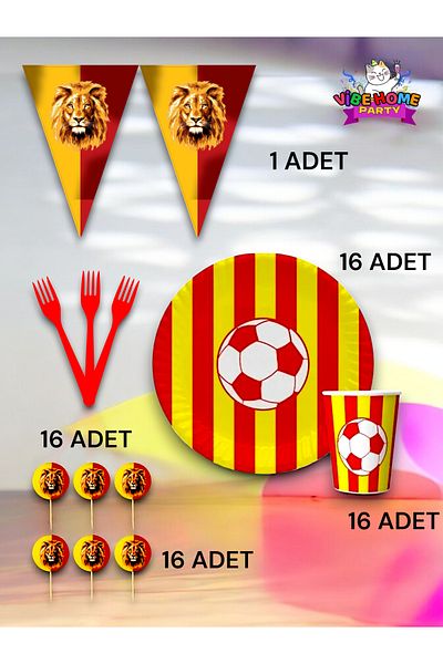 VibeHome Yellow Red Fan Eco Set for 16 - Birthday Party and Fun Events