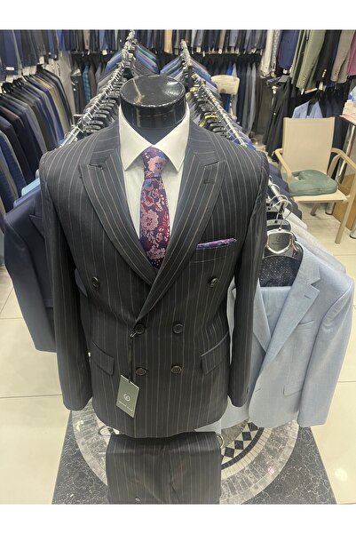 MASSARO Darkesim Смугастий круазе чоловічий вовняний костюм