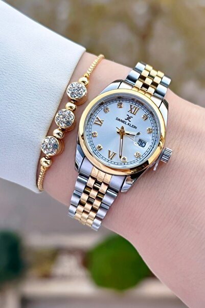 Daniel Klein Gold Gümüş Renk Kadın Kol Saati ve Bileklik