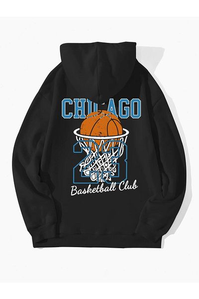 Guillermo Oversize Basketball Printed Hooded Sweatshirt